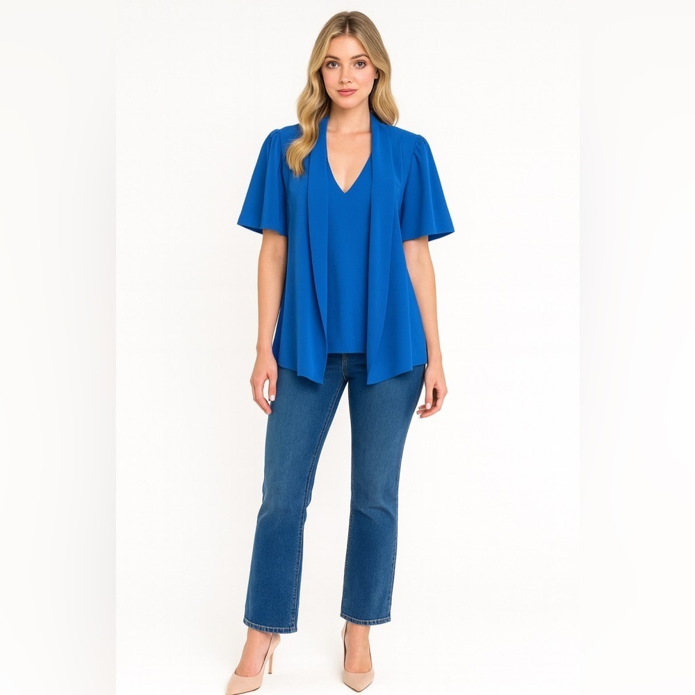 *318 Diane Von Furstenberg Cobalt Blue Silk Blouse Size small